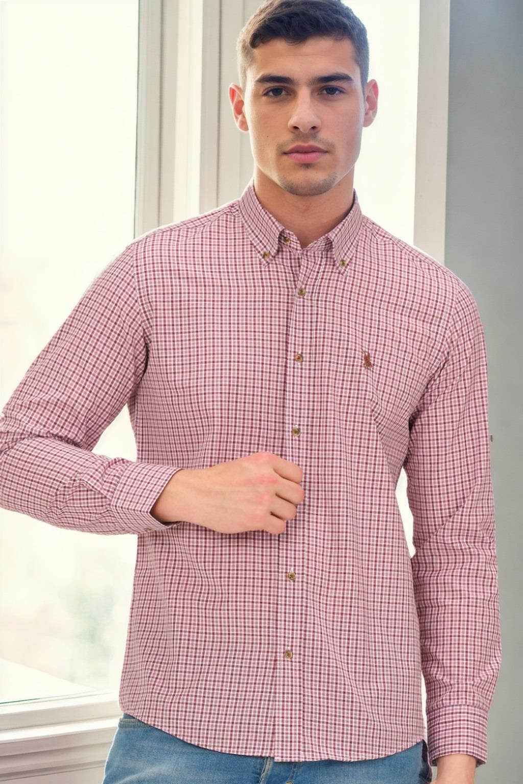 G874 DEWBERRY MEN&#039;S SHIRT-BURGUNDY
