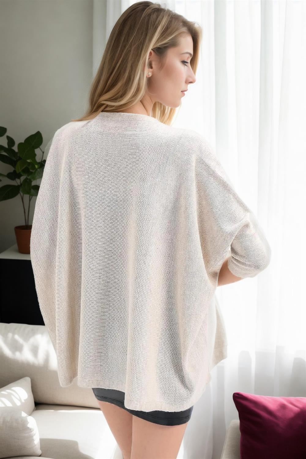 81734 Dewberry Knitwear Womens Poncho-STONE