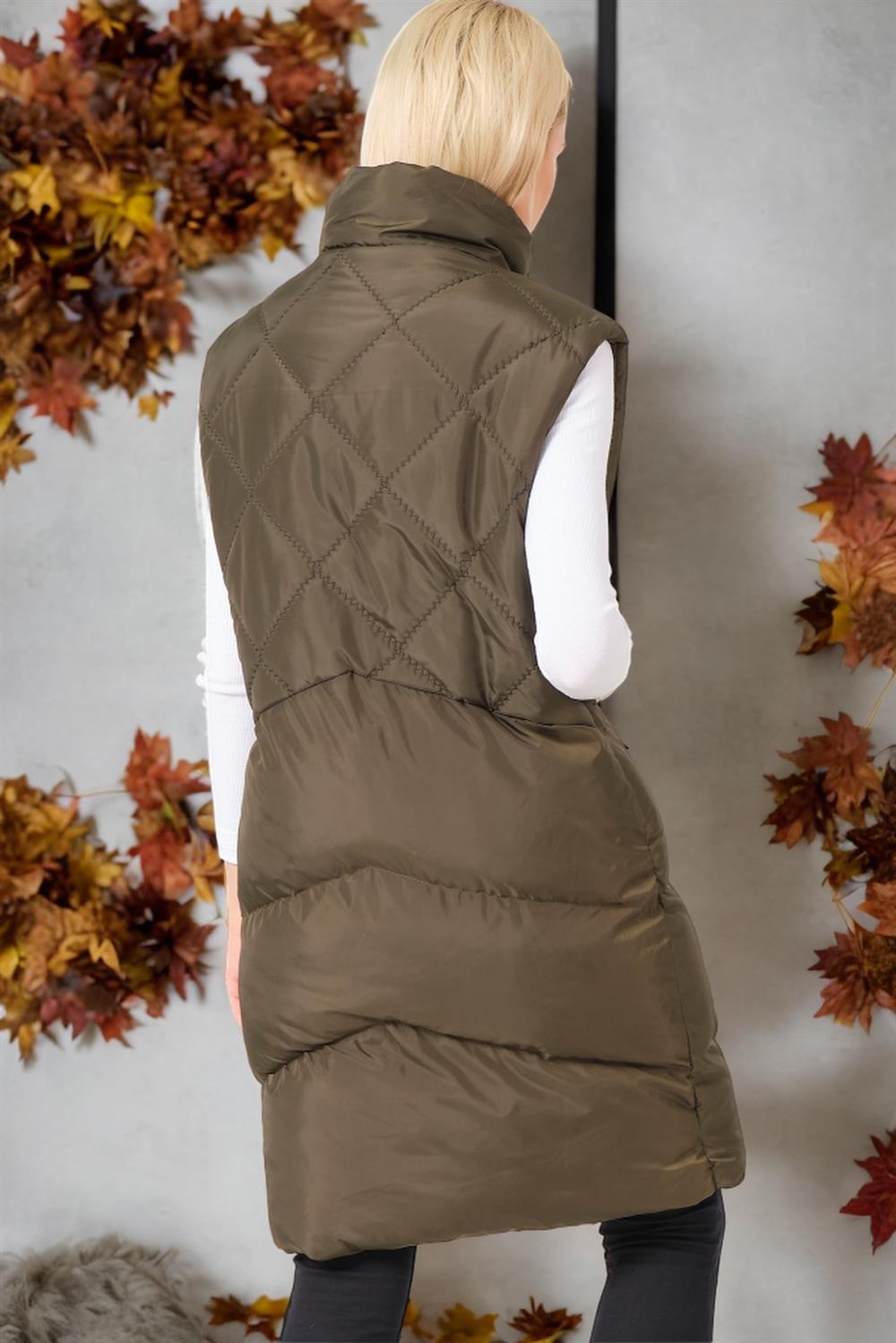 Z6743 DEWBERRY WOMEN'S VEST-PLAIN KHAKI