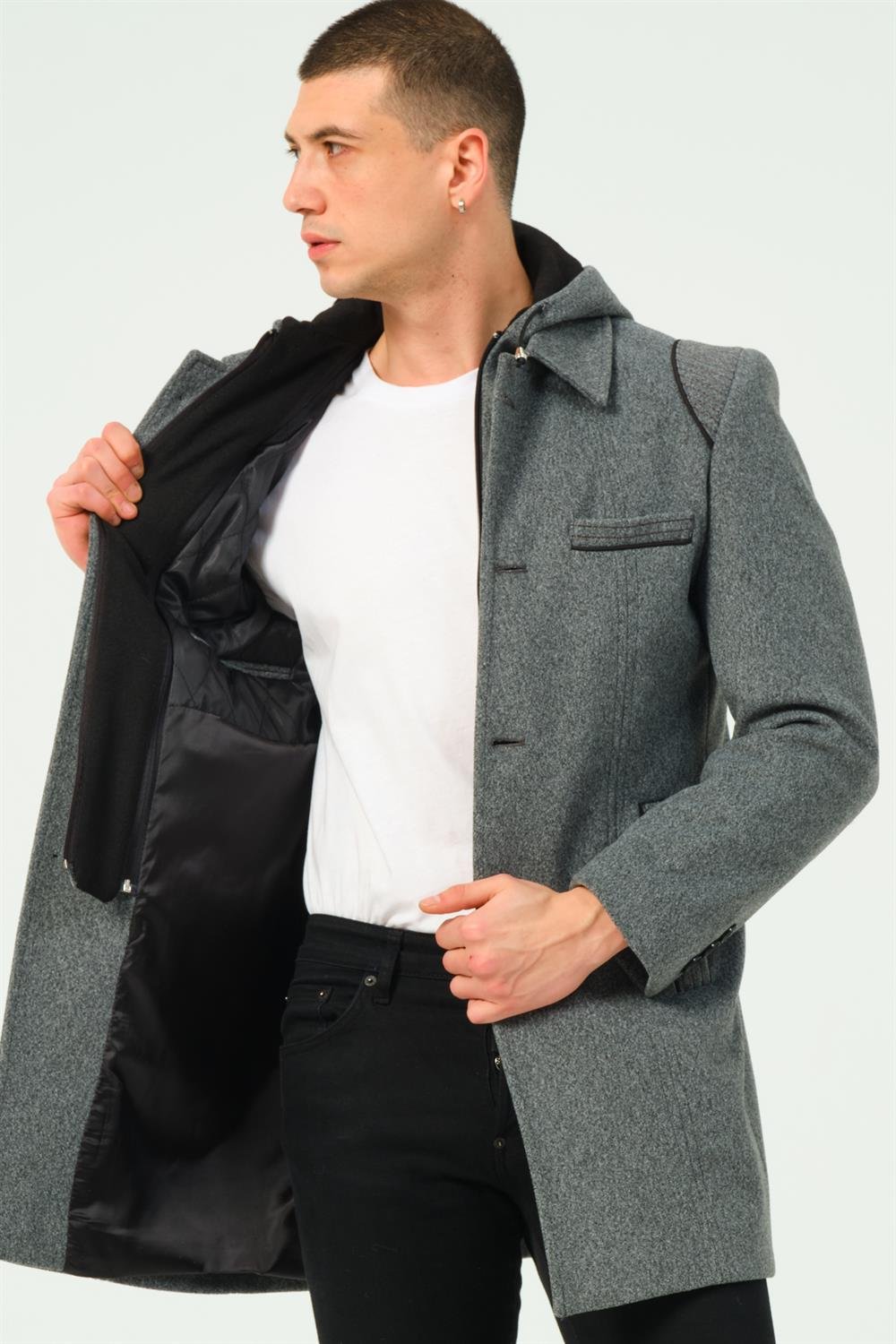 PLT8335 DEWBERRY MENS COAT-DARK GREY