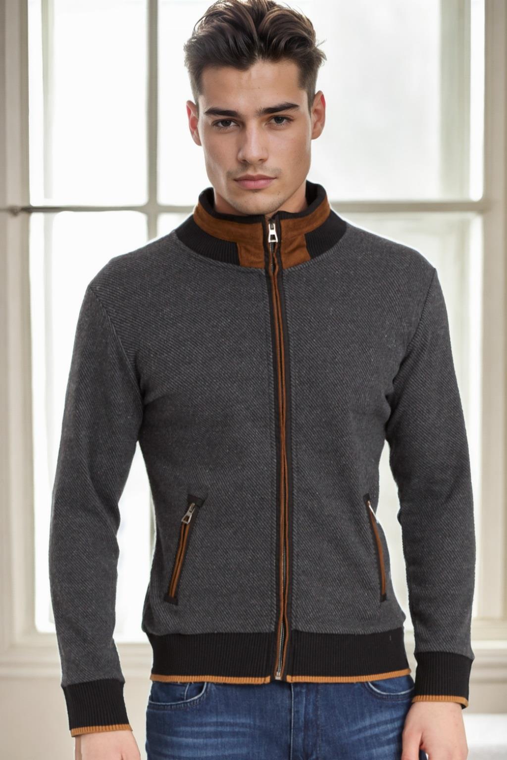 1021 DEWBERRY MEN&#039;S SWEATSHIRT-DARK DIAGONAL ANTHRACITE