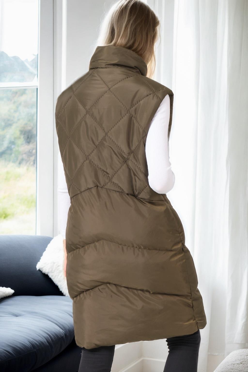 Z6743 DEWBERRY WOMEN'S VEST-KHAKI-1