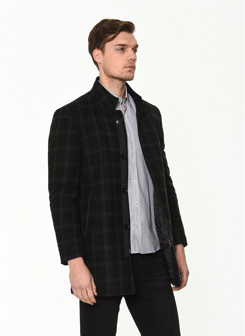 PLT8327 DEWBERRY MEN&#039;S COAT-PATTERNED NAVY BLUE