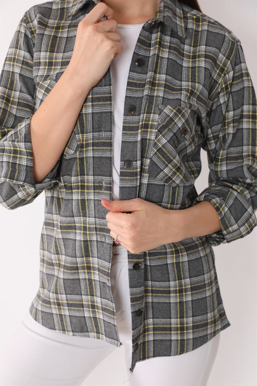 Z6664 DEWBERRY WOMEN&#039;S SHIRT-ANTHRACITE