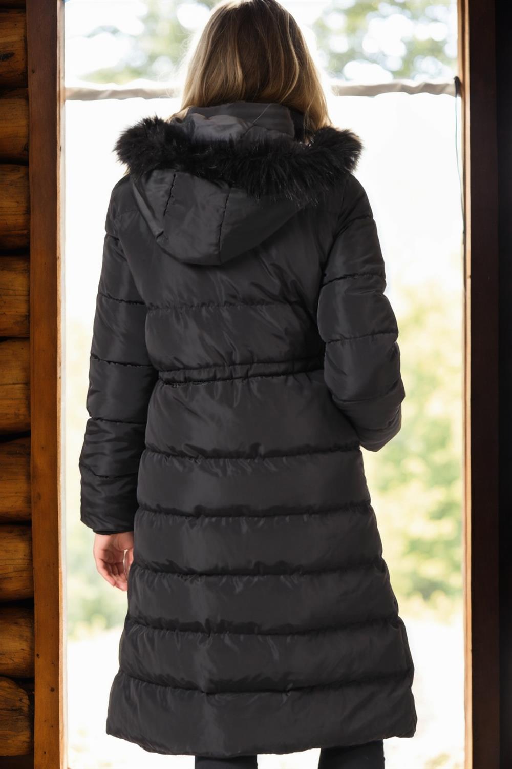 Z6758 DEWBERRY WOMEN'S COAT-PLAIN BLACK