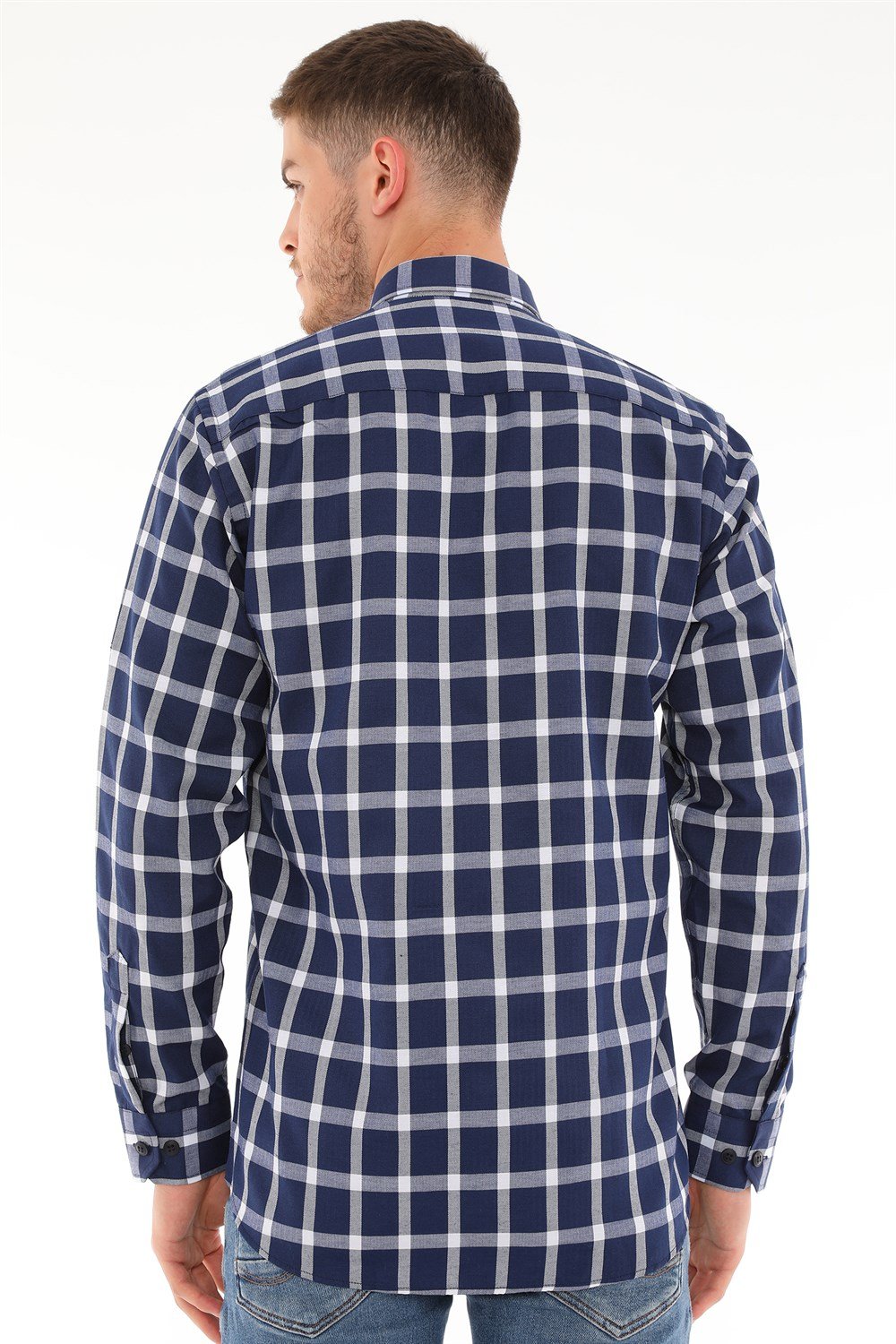 G717 DERBERRY MEN&#039;S SHIRT-NAVY - WHITE