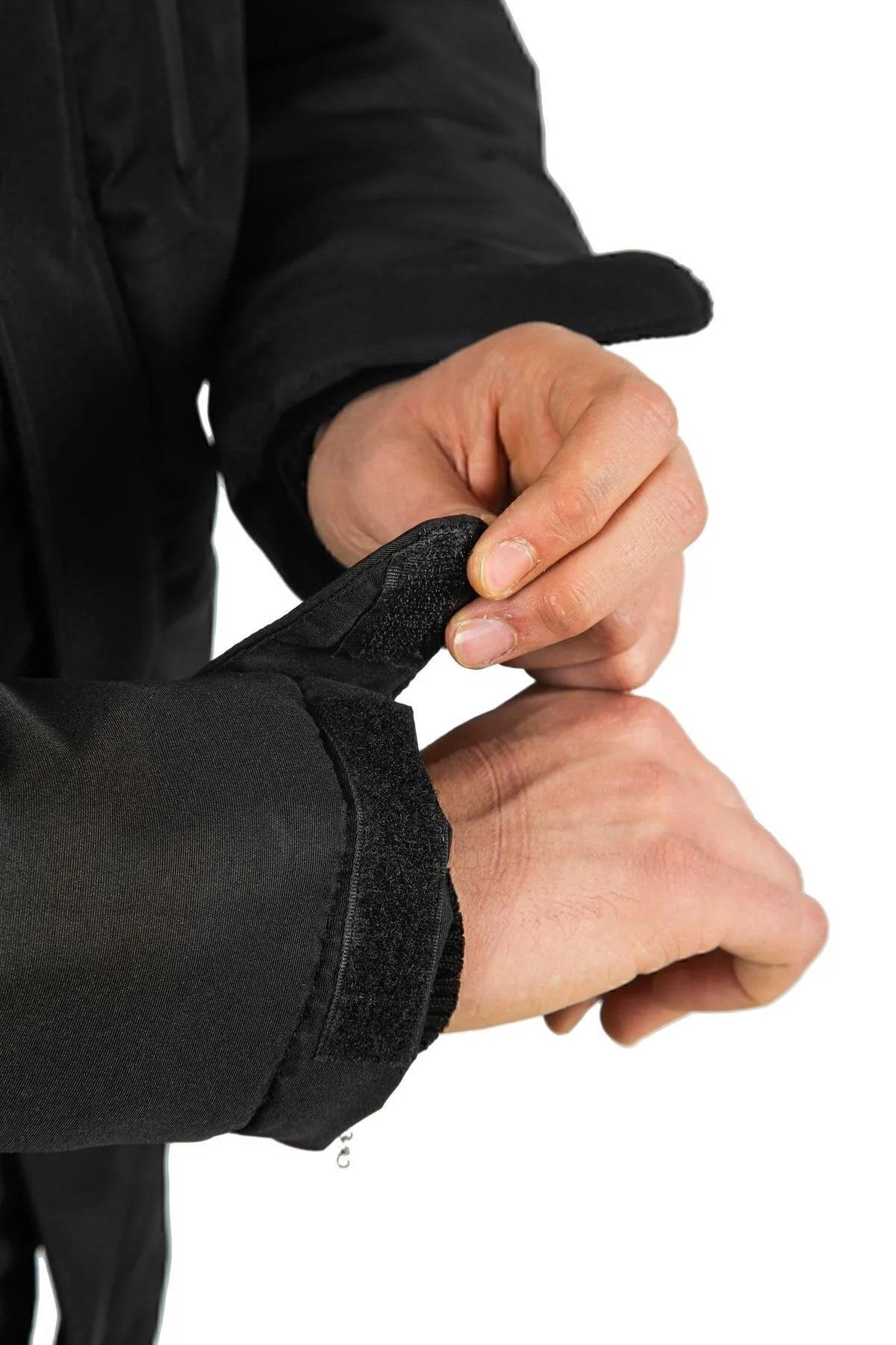 95968 Dewberry Hooded Coat Parka with Fleece Inside-BLACK