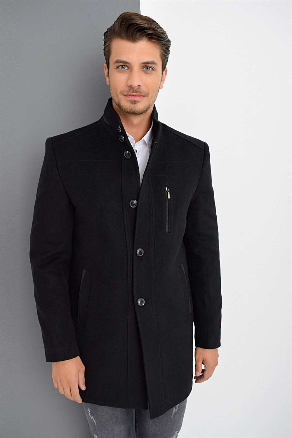 PLT8386 DEWBERRY MEN&#039;S COAT-BLACK