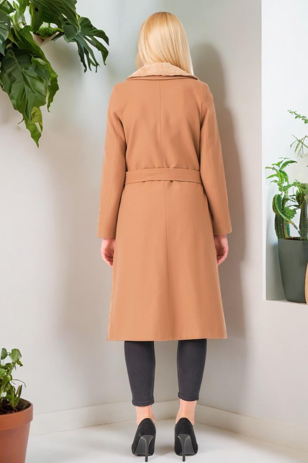 Z6671 DEWBERRY LADIES' COAT-PLAIN CAMEL