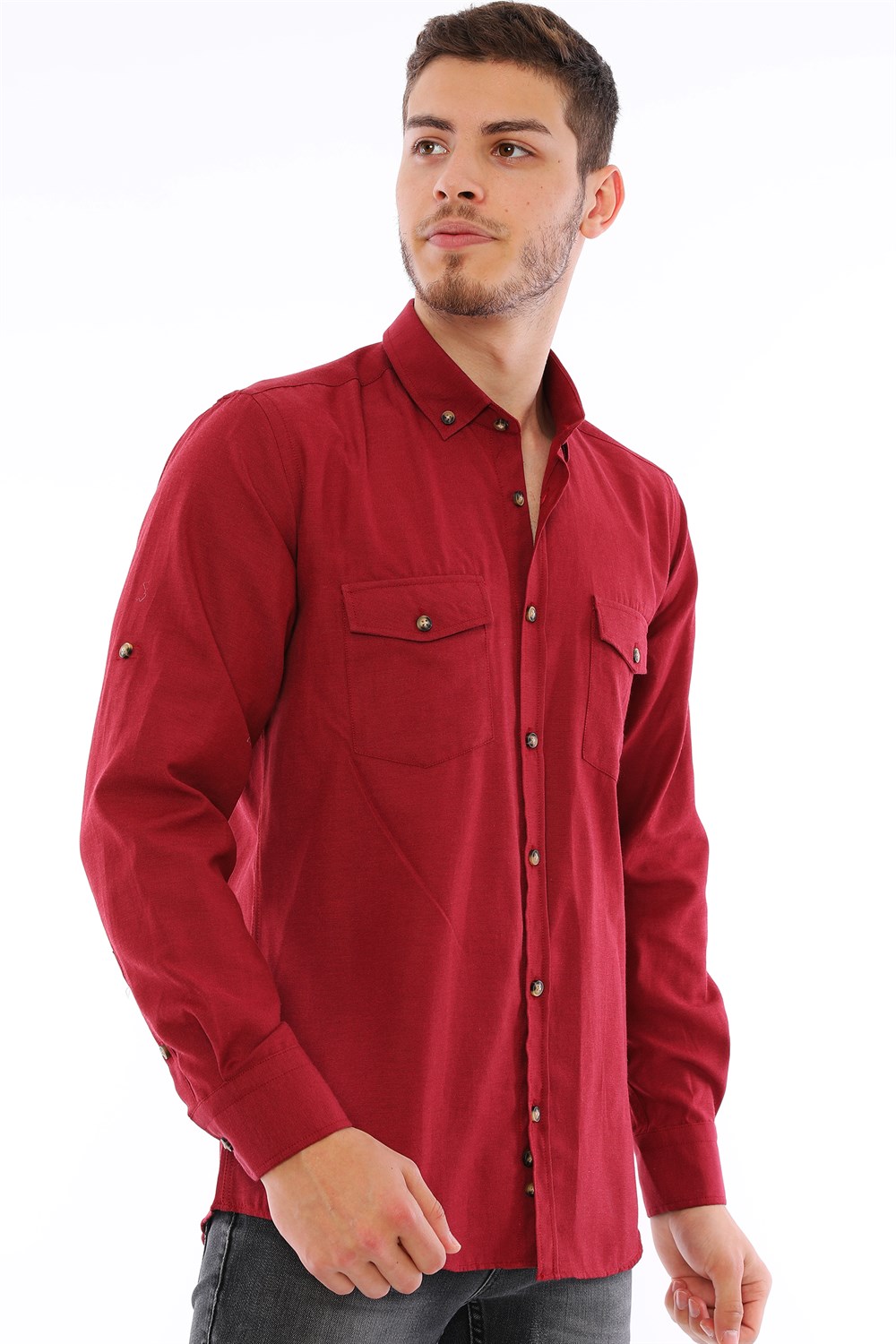G722 DEWBERRY MEN&#039;S SHIRT-BURGUNDY