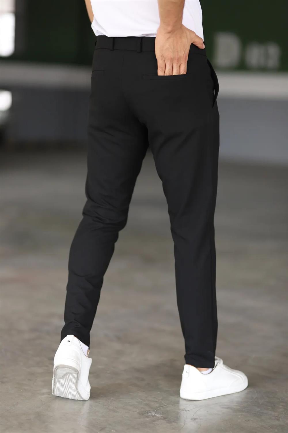 47676 Dewberry Italian Cut Elastic Fabric Mens Trousers-BLACK