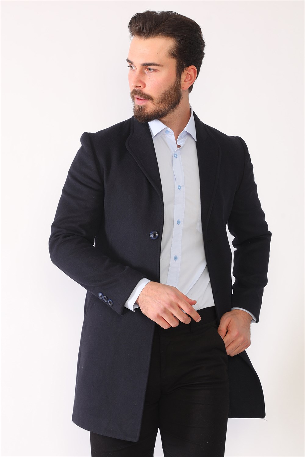 PLT8398 DEWBERRY MEN'S COAT-NAVY BLUE
