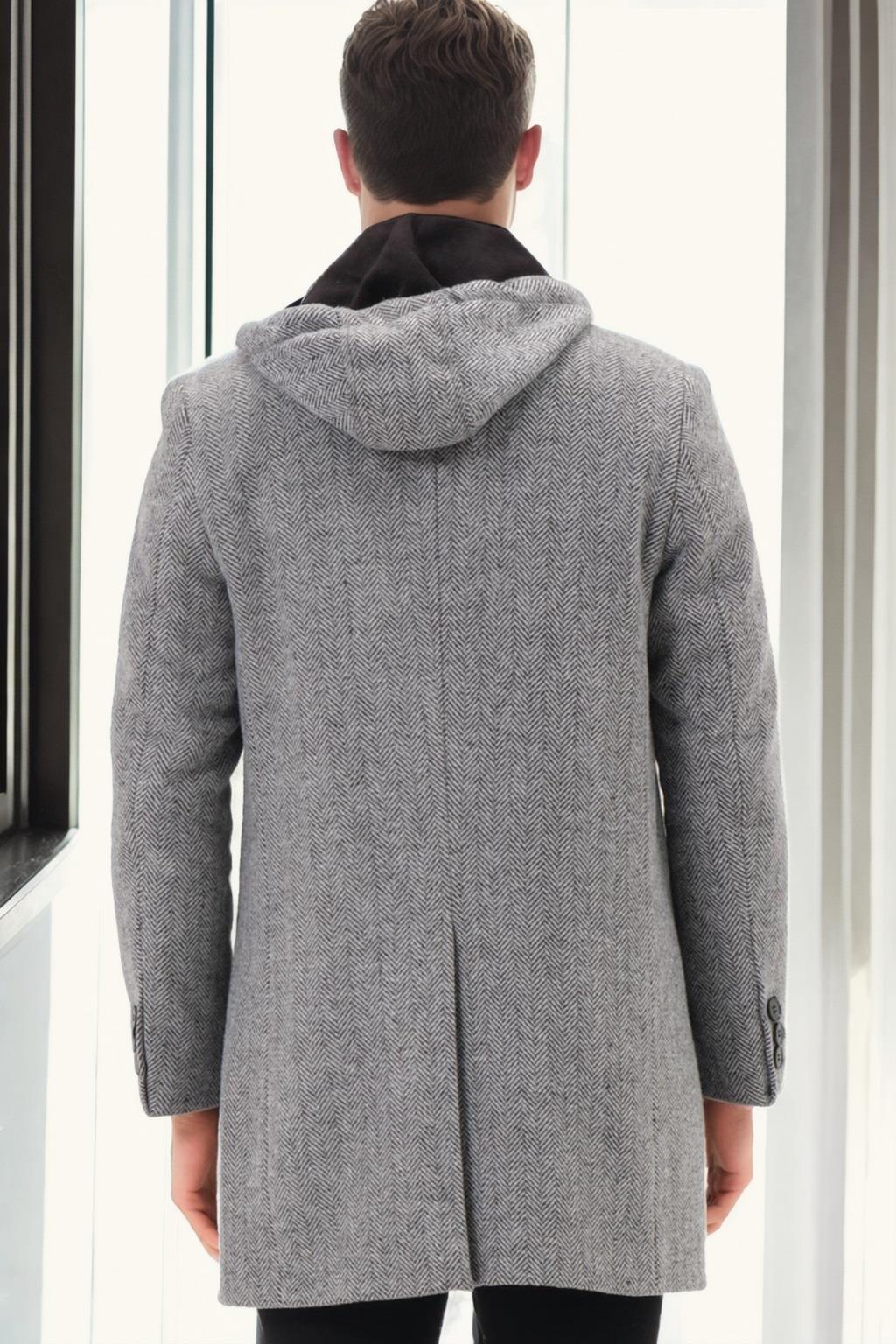 PLT9371 DEWBERRY MEN&#039;S COAT-DIAGONAL BLACK-GRAY