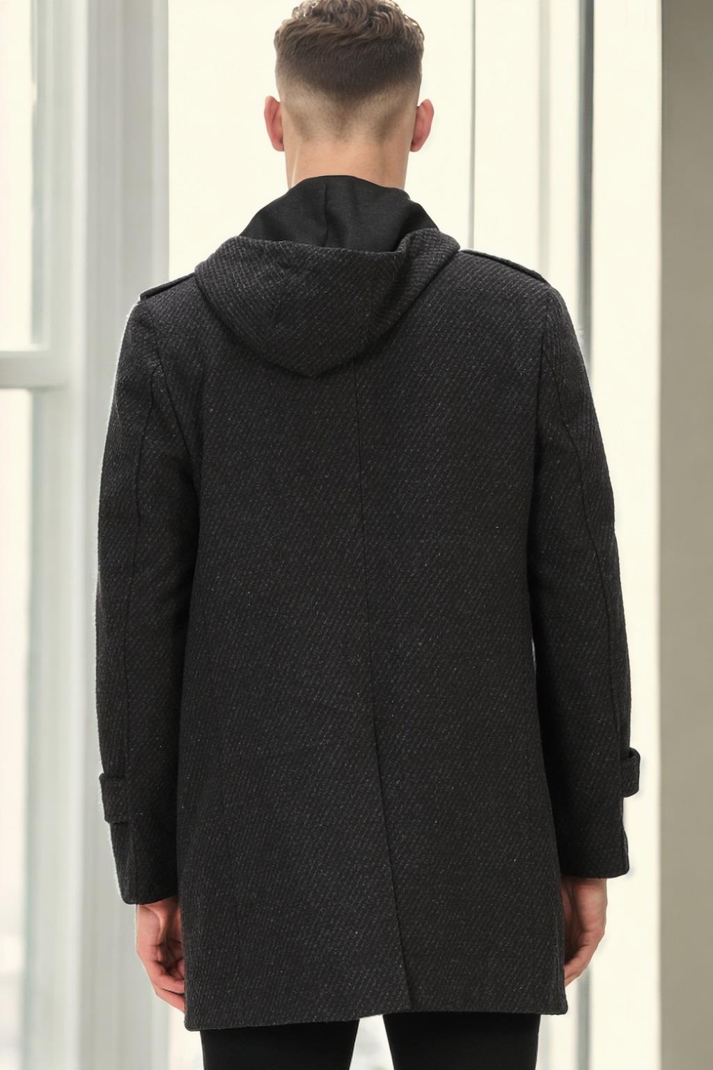 PLT8334 DEWBERRY MEN'S COAT-LIGHT PATTERNED ANTHRACITE