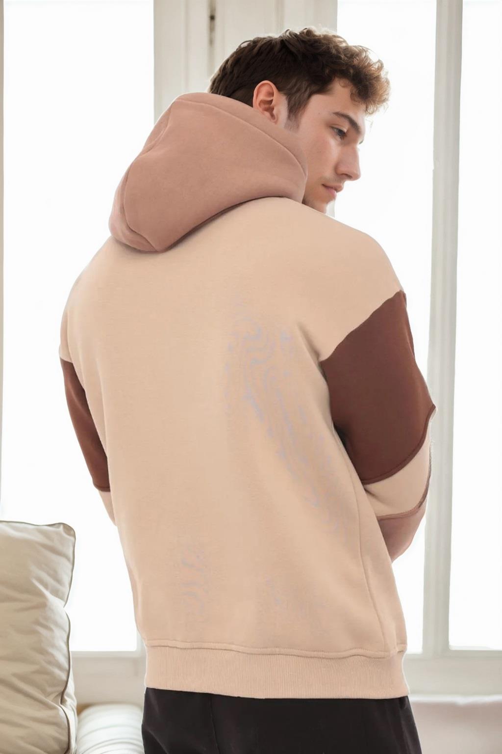 71185 Dewberry Embroidered Oversize Mens Sweatshirt-BEIGE