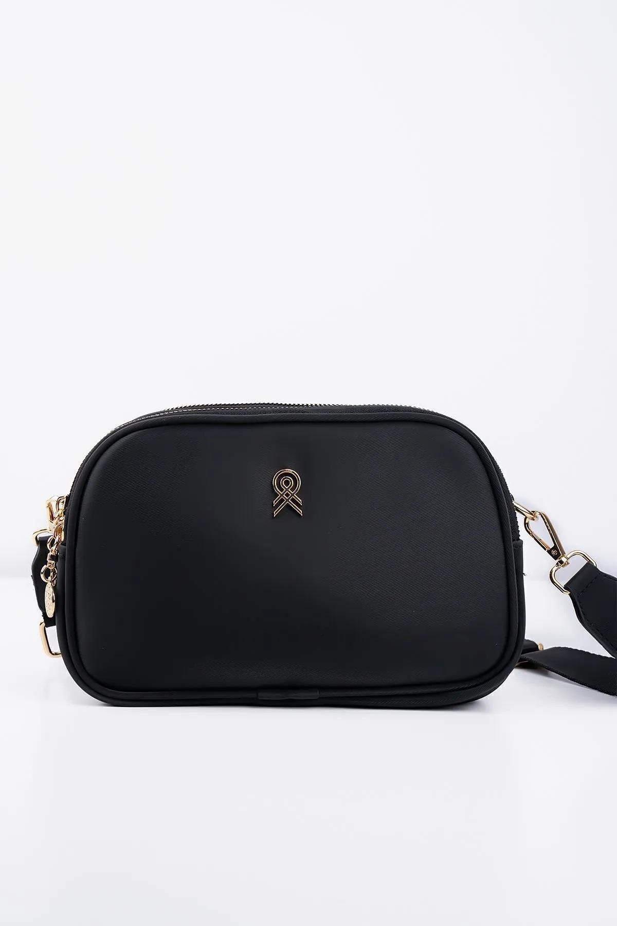 65316 Dewberry Womens Adjustable 3 Compartment Shoulder Bag-BLACK