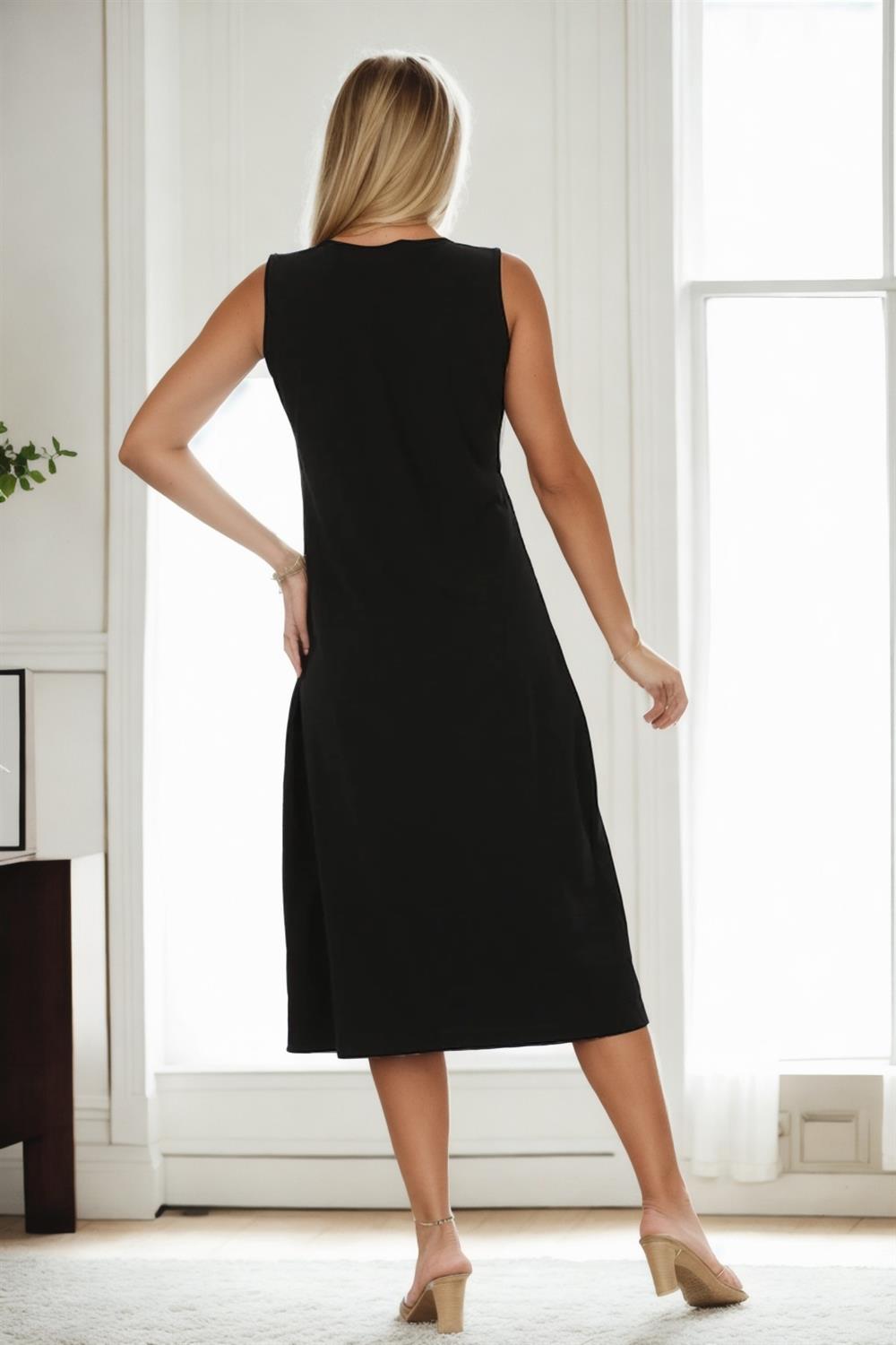 E2145 Dewberry Set of Two Women Dresses-BLACK-BLACK