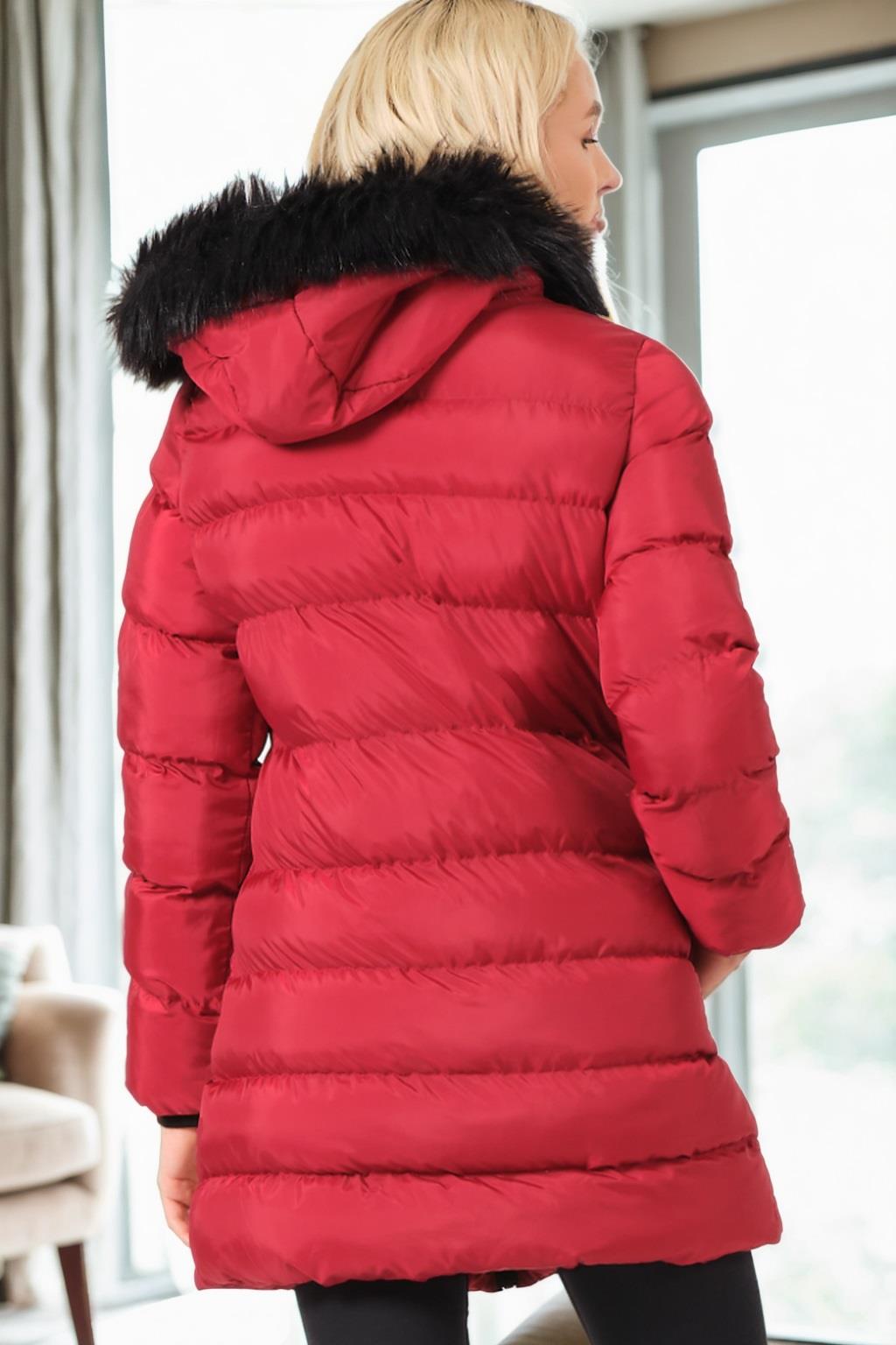 Z9763 DEWBERRY WOMEN&#039;S COAT-BURGUNDY