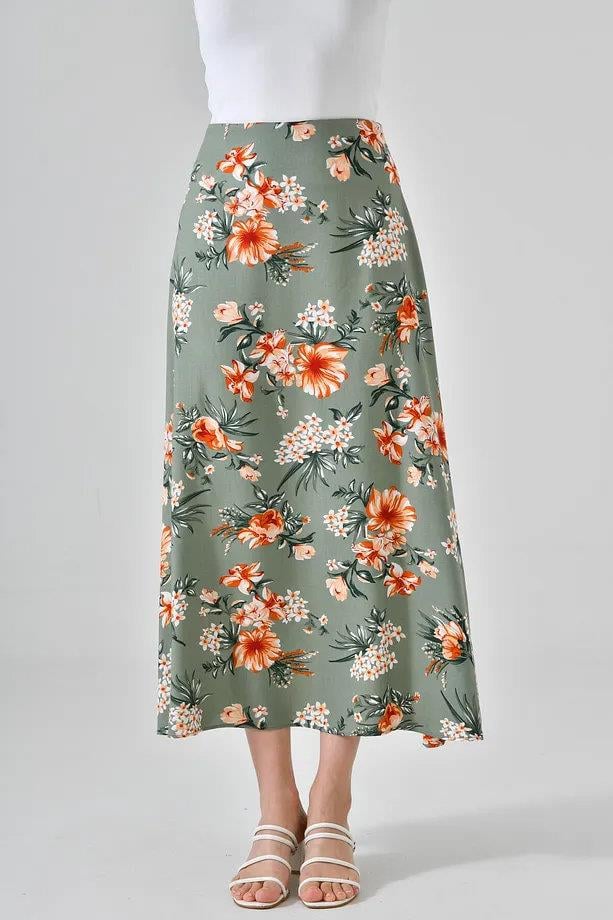 16652 Dewberry Womens Midi Woven Skirt-NEFTİ