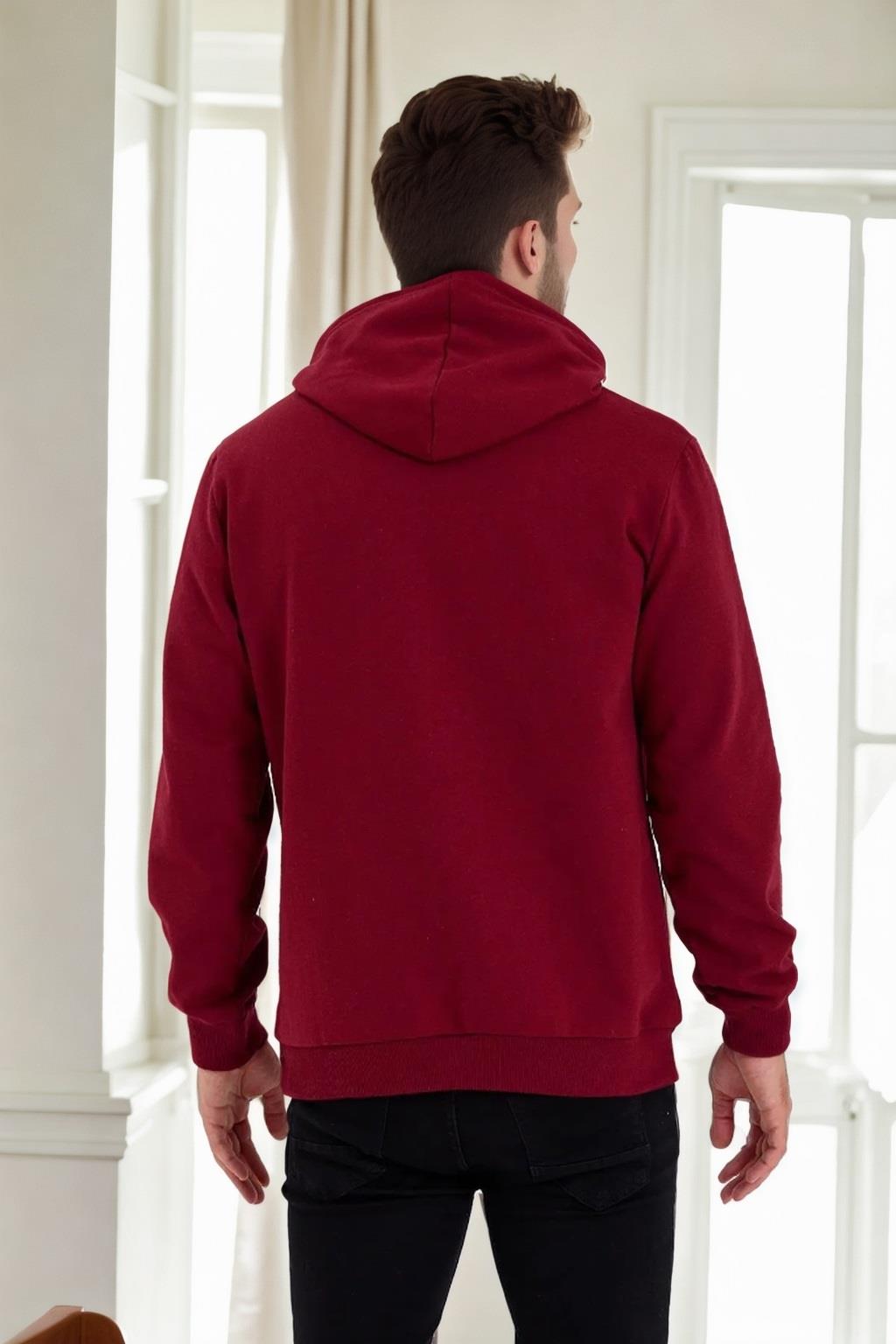 34605 Dewberry Kangaroo Pocket Hoody Mens Sweatshirt-BURGUNDY
