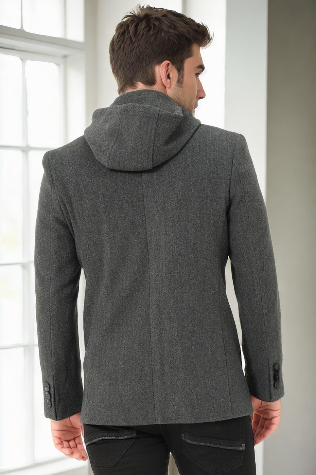 K9532 DEWBERRY MEN&#039;S COAT-PLAIN ANTHRACITE