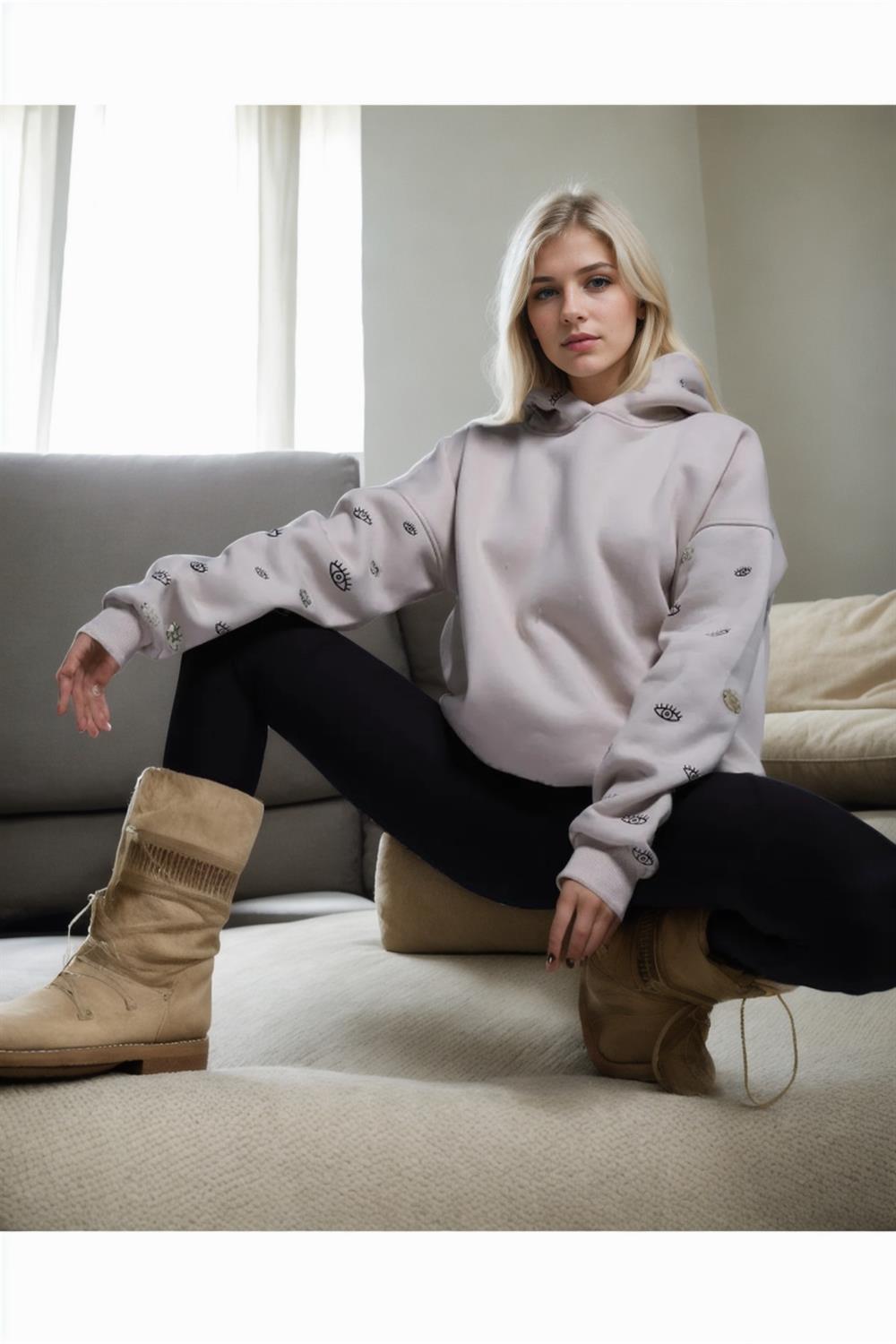 84987 Dewberry Oversize Women Sweatshirt-STONE