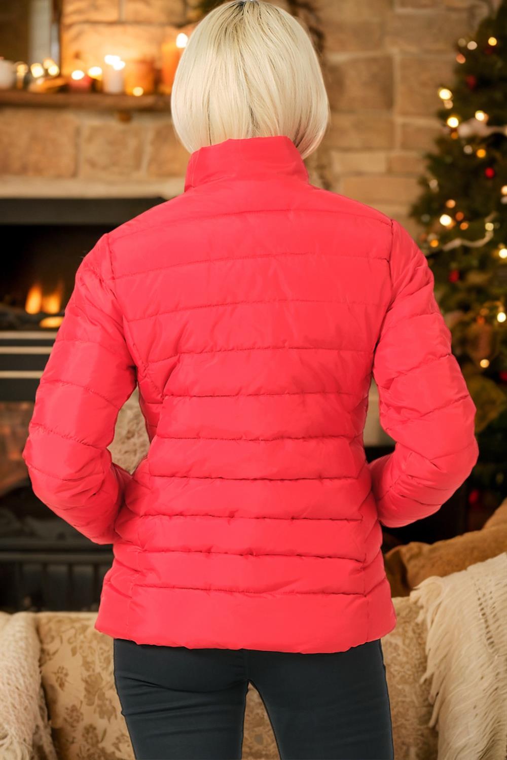 Z6746 DEWBERRY LADIES COAT-PLAIN RED