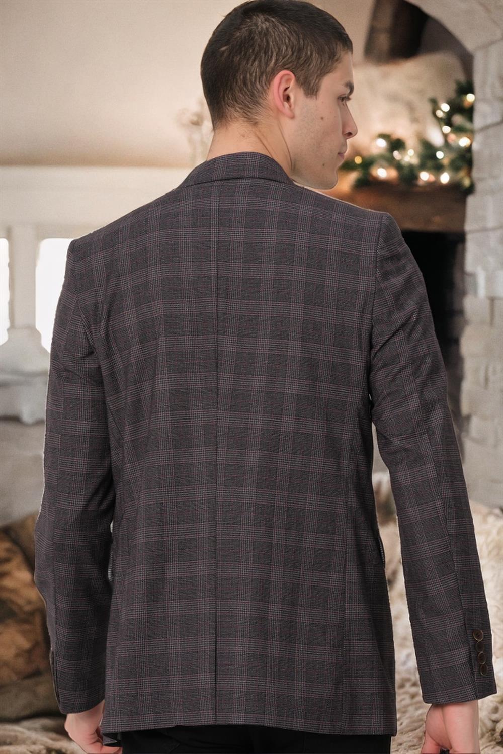 C9058 DEWBERRY MEN&#039;S JACKET-PLAIN BLACK-BURGUNDY