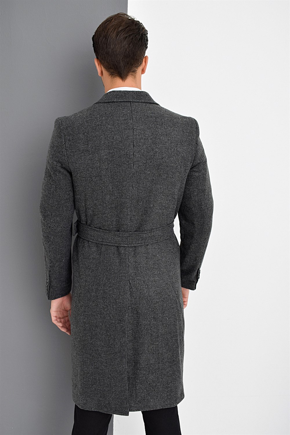 PLT8382 DEWBERRY MEN'S COAT-PATTERNED ANTHRACITE