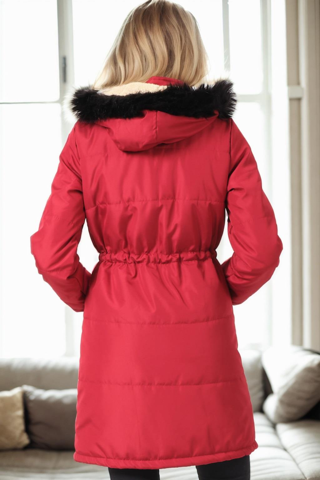 Z6762 DEWBERRY WOMEN'S COAT-BURGUNDY-1