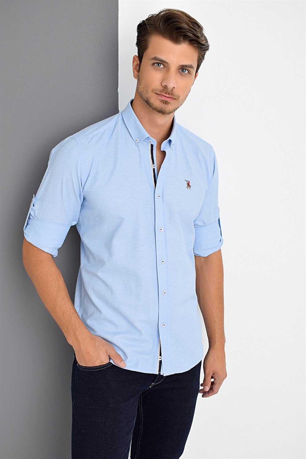 G674 DEWBERRY MEN'S SHIRT-LIGHT BLUE