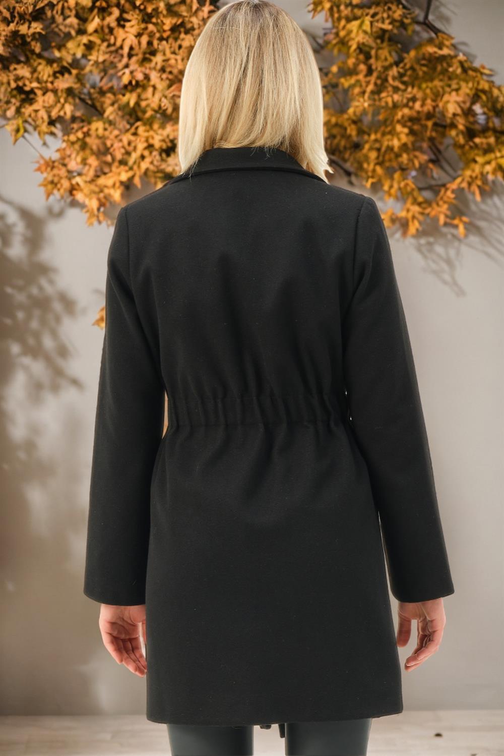 Z6778 DEWBERRY WOMEN'S COAT-LIGHT BLACK