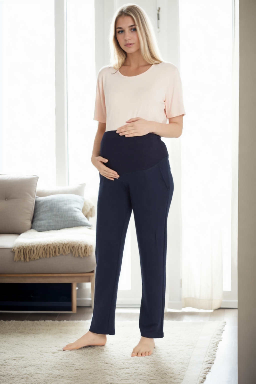 61519 Dewberry Maternity Sweatpants-NAVY BLUE