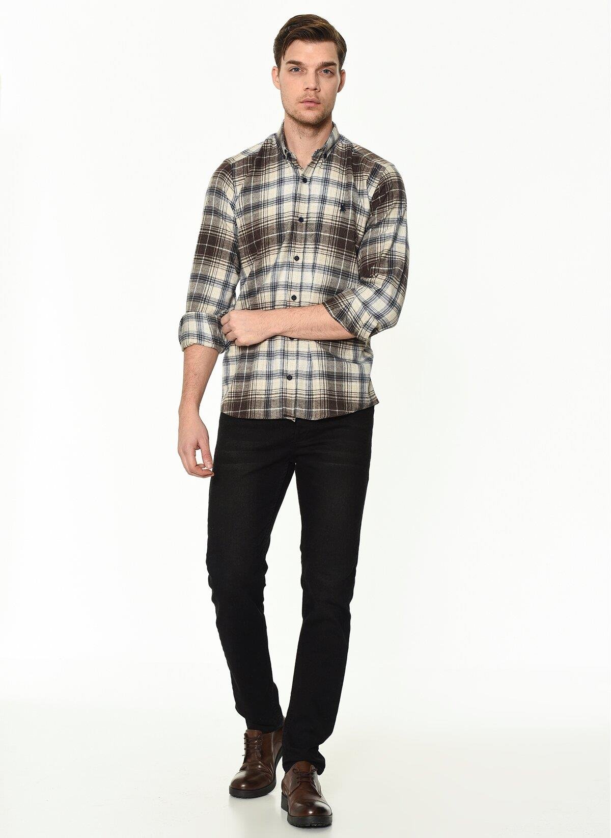 G902 DEWBERRY MEN&#039;S SHIRT-BROWN