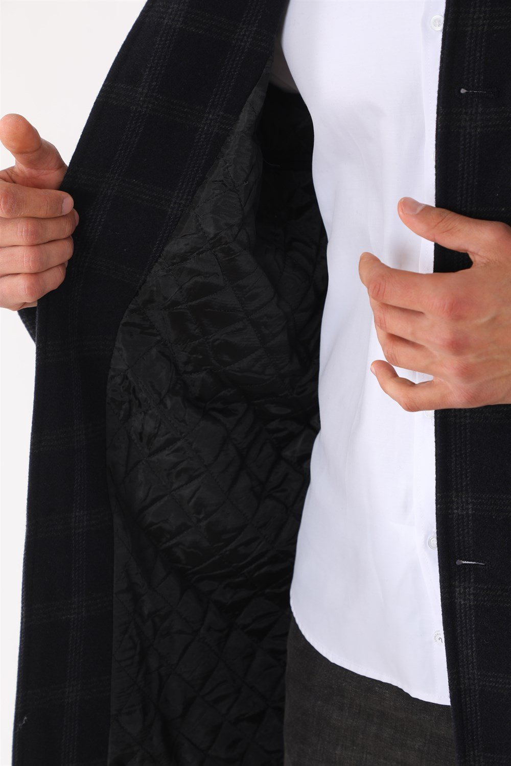 PLT8367 DEWBERRY MEN&#039;S COAT-PATTERNED NAVY BLUE