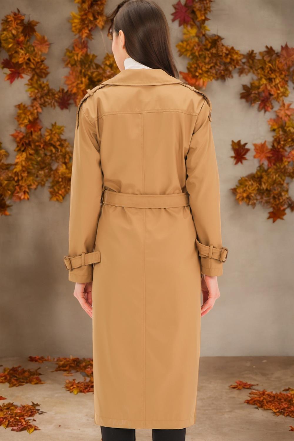 Z6737 DEWBERRY WOMEN'S TRENCH COAT-FLAT CAMEL