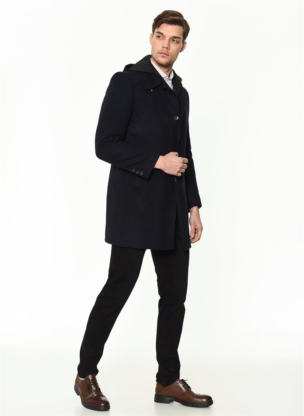 PLT8366 DEWBERRY MEN&#039;S COAT-NAVY BLUE