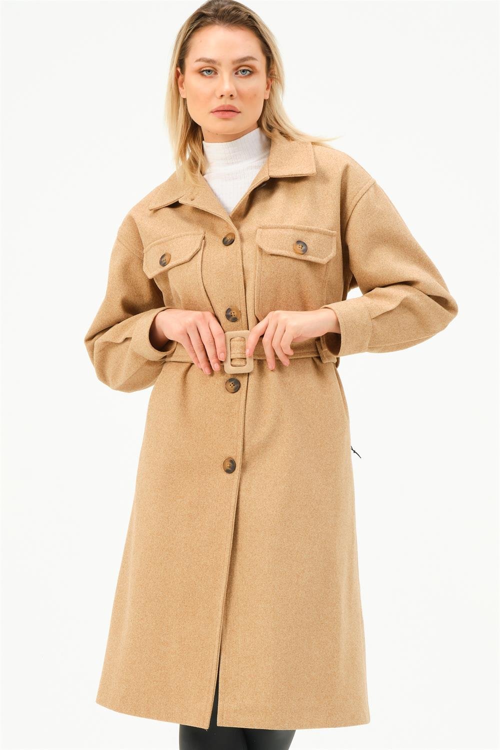 Z6777 DEWBERRY WOMEN'S COAT-CAMEL
