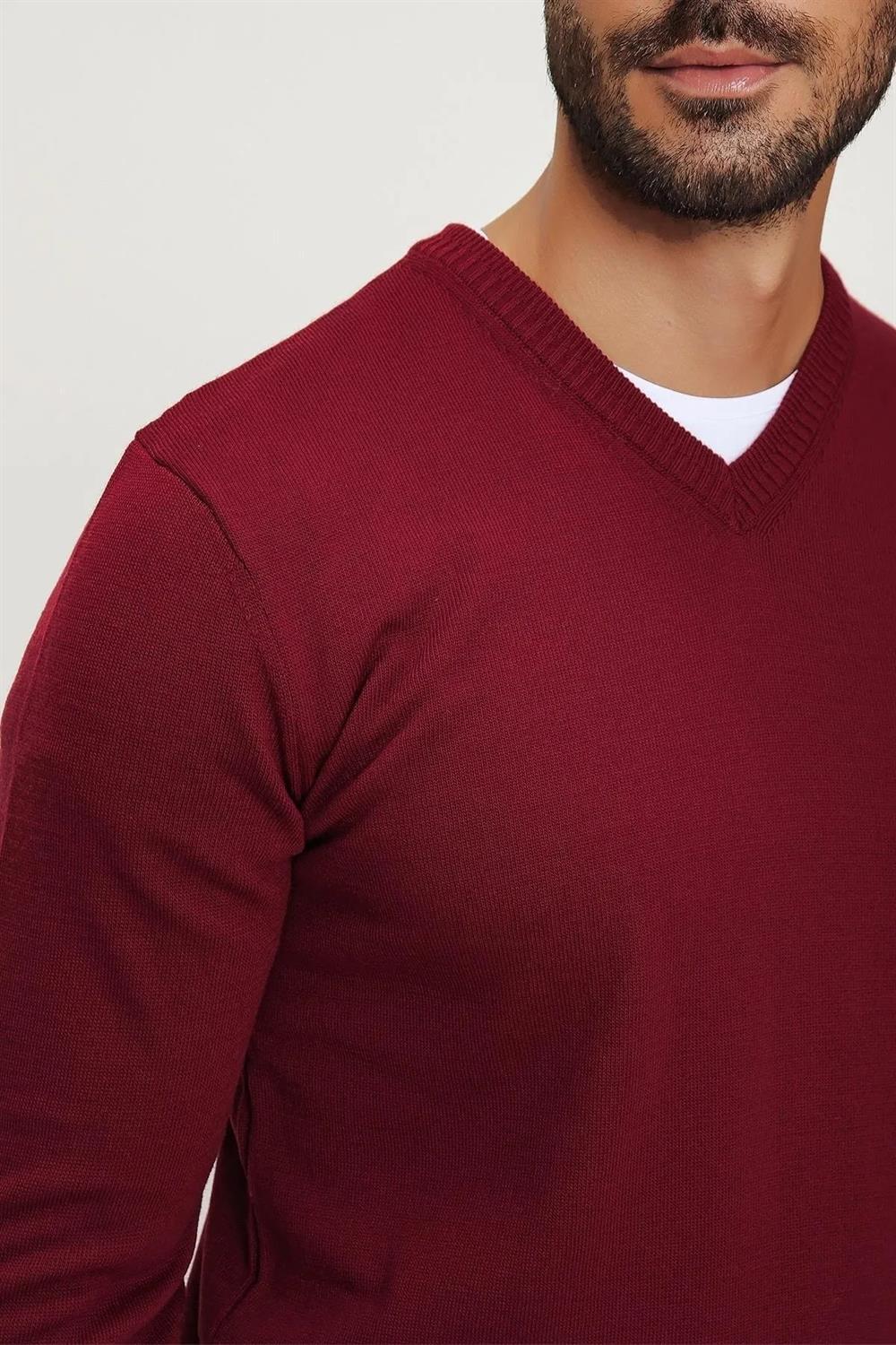 88341 Dewberry V Neck Knitwear Mens Sweater-BORDEAUX