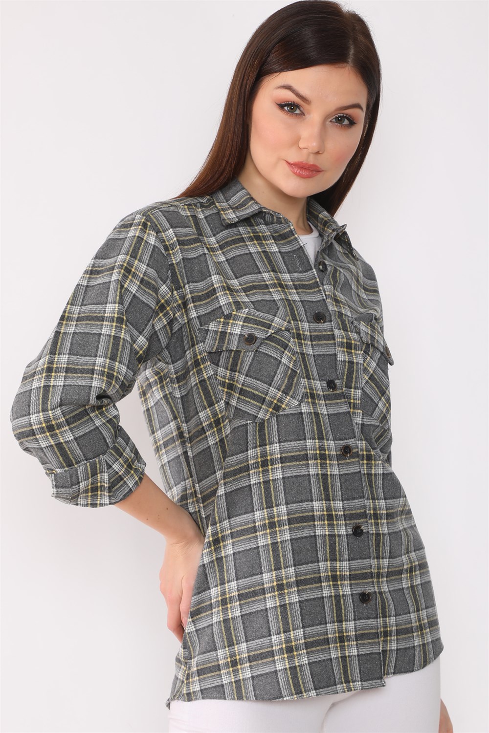 Z6664 DEWBERRY WOMEN&#039;S SHIRT-ANTHRACITE