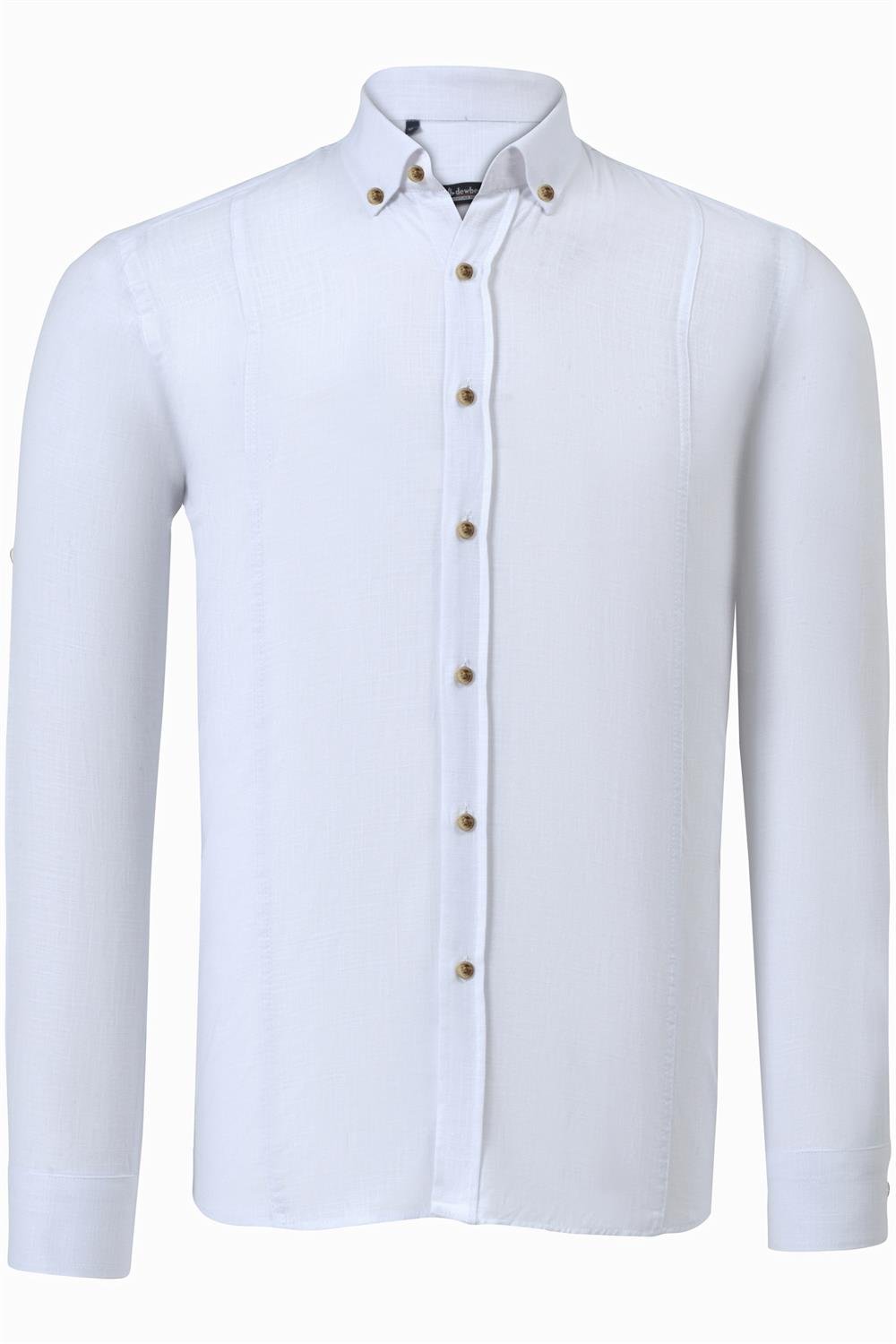 DOUBLE SET G721 DEWBERRY MEN'S SHIRT-WHITE-BURGUNDY