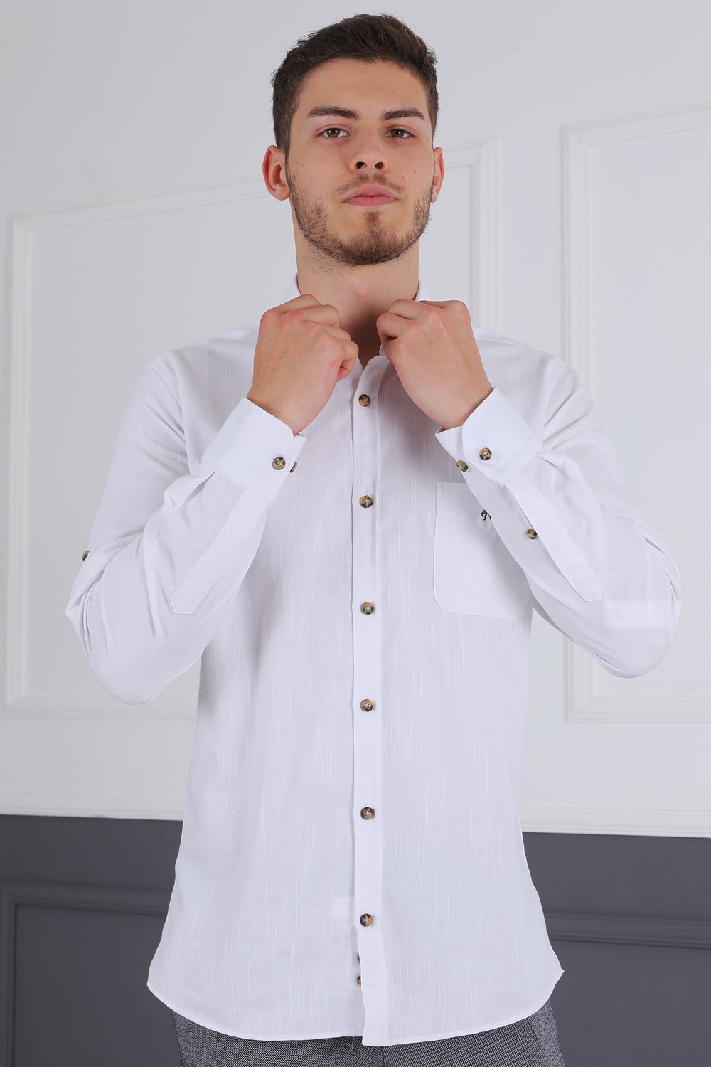 G723 DEWBERRY MEN&#039;S SHIRT-WHITE