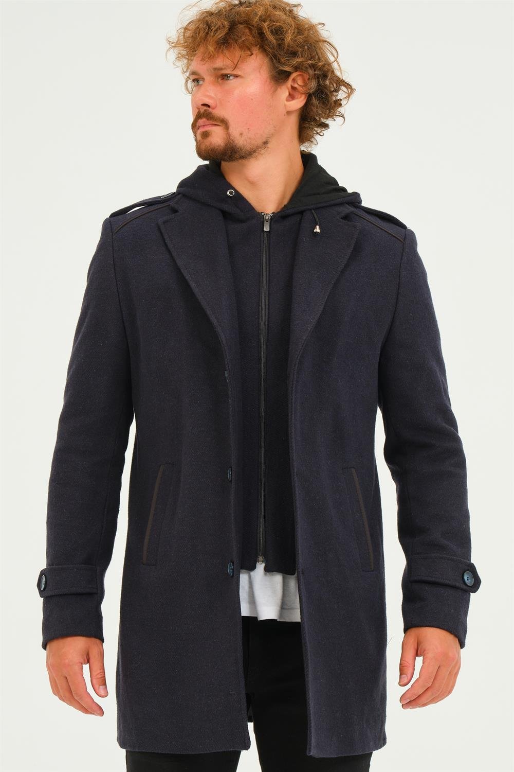 PLT8401 DEWBERRY MEN&#039;S COAT-DIAGONAL NAVY BLUE
