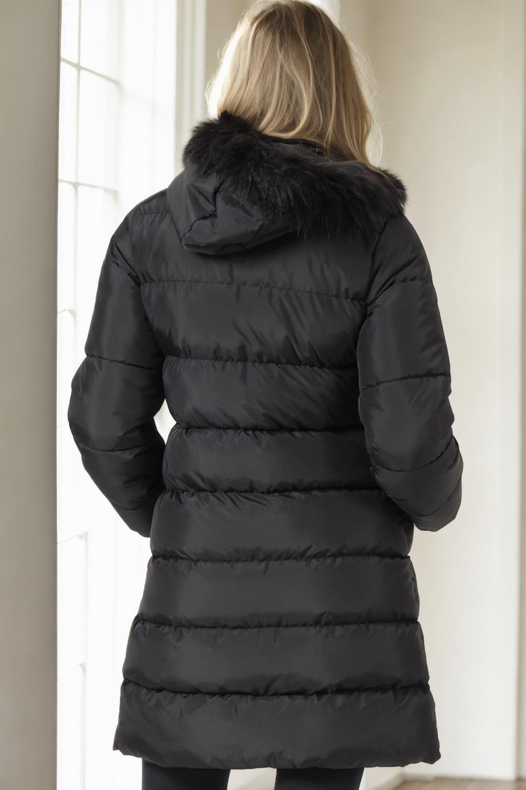 Z6760 DEWBERRY WOMEN'S COAT-PLAIN BLACK