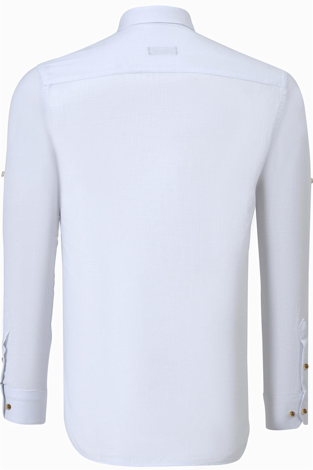 DOUBLE SET G721 DEWBERRY MEN'S SHIRT-WHITE-BEIGE