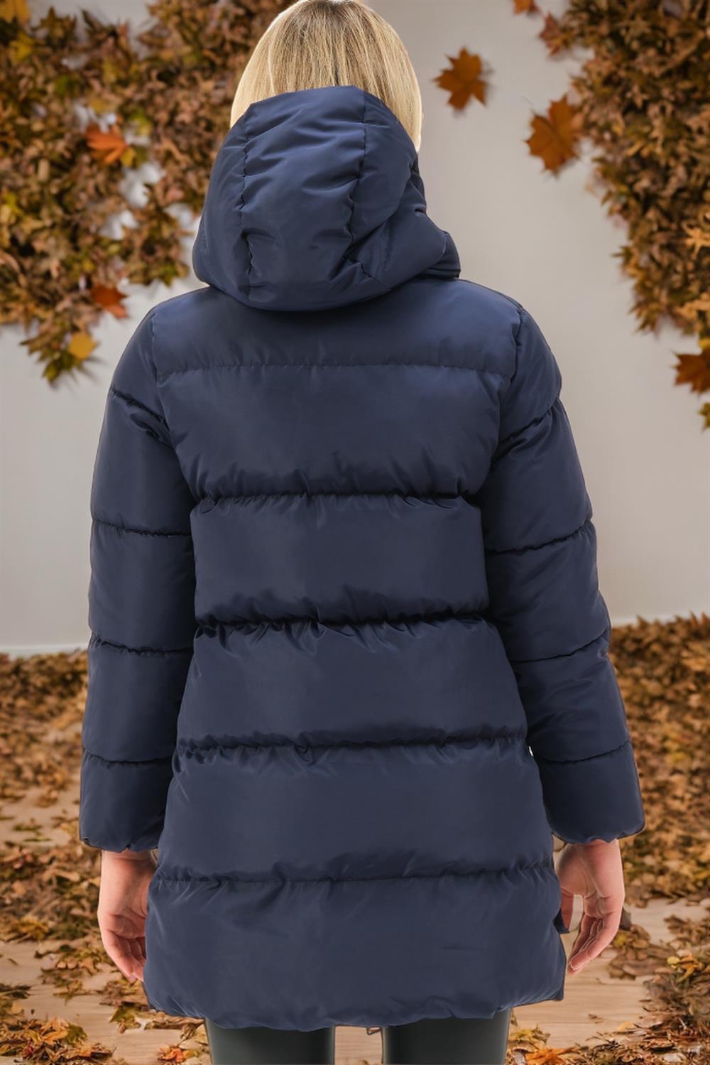 Z6773 DEWBERRY WOMEN'S COAT-PLAIN NAVY BLUE