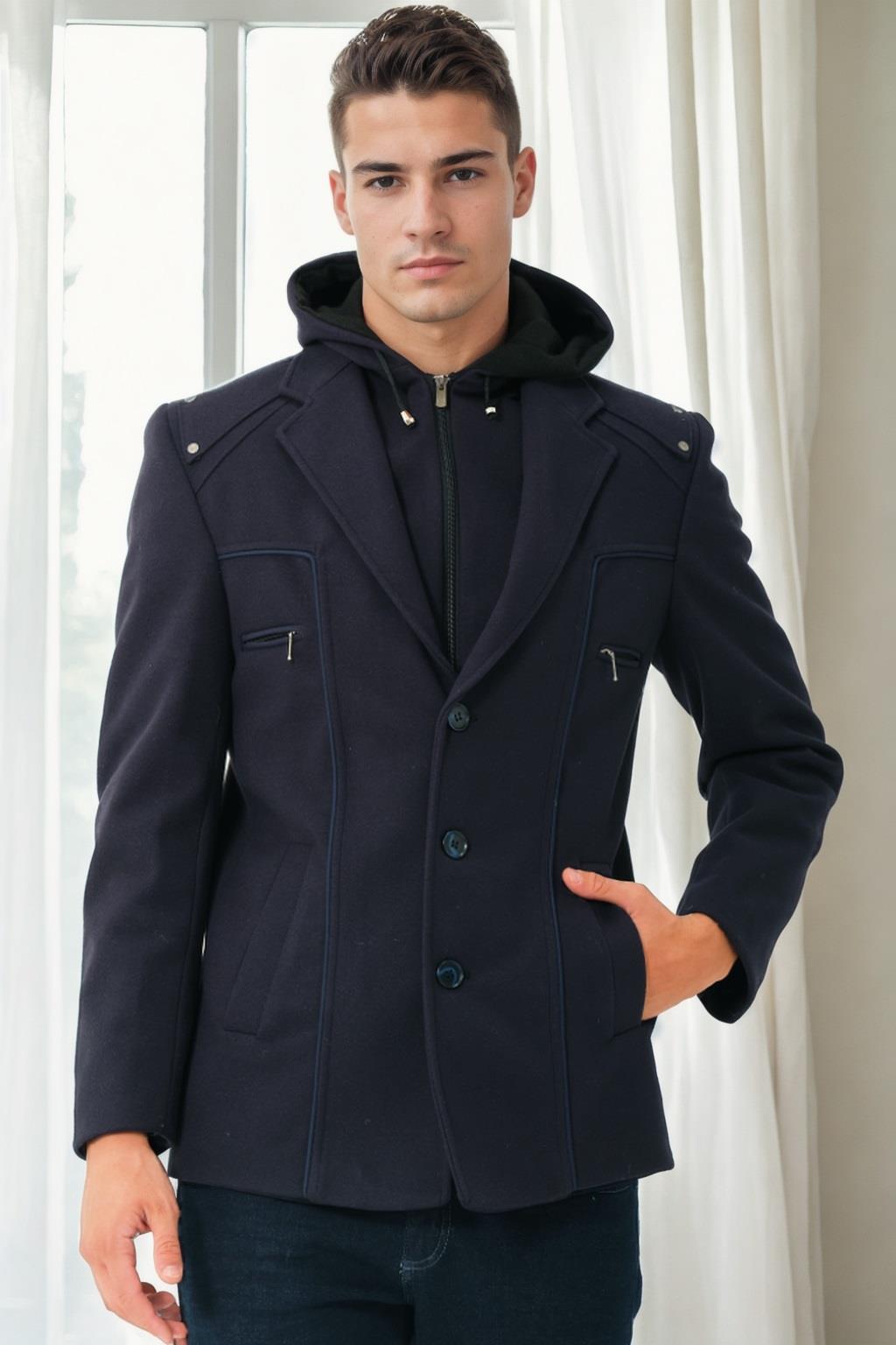 K7532 DEWBERRY MEN'S COAT-NAVY-1