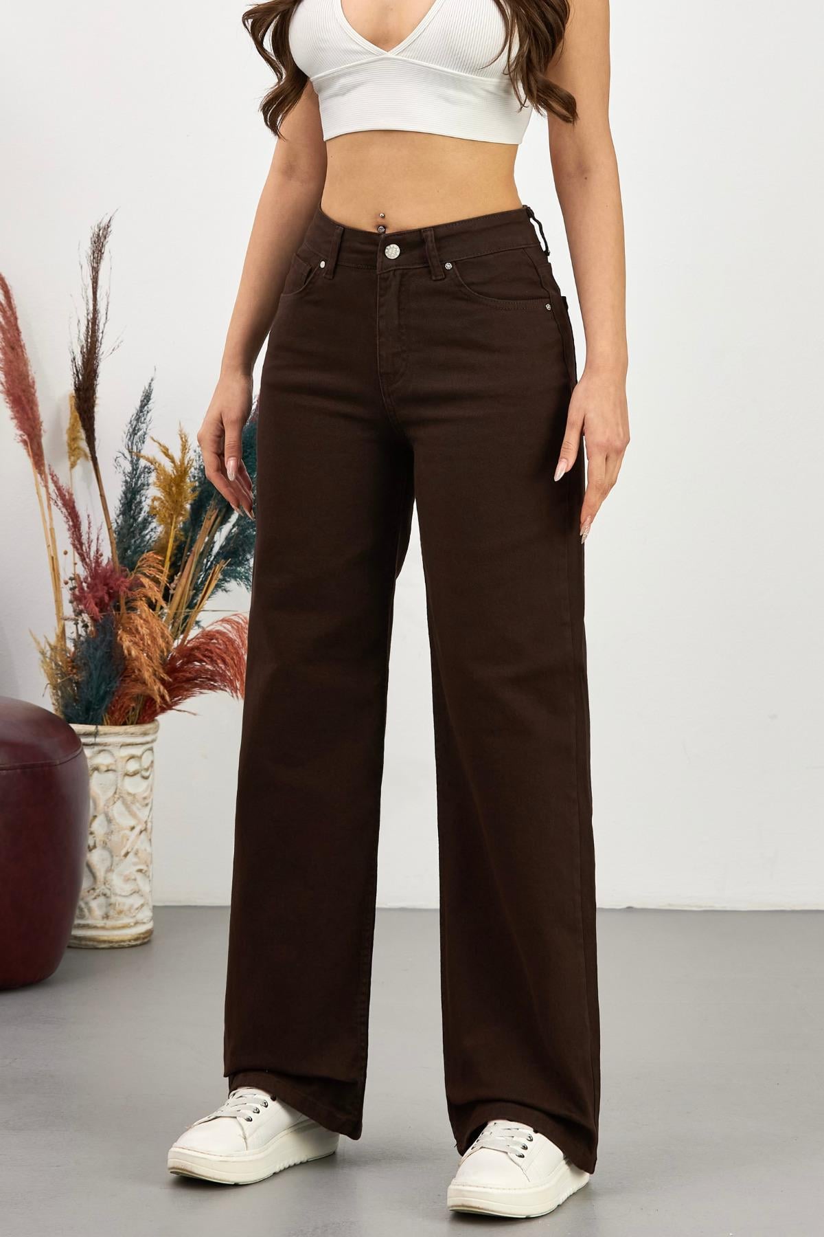 Дамски панталони палацо с висока талия