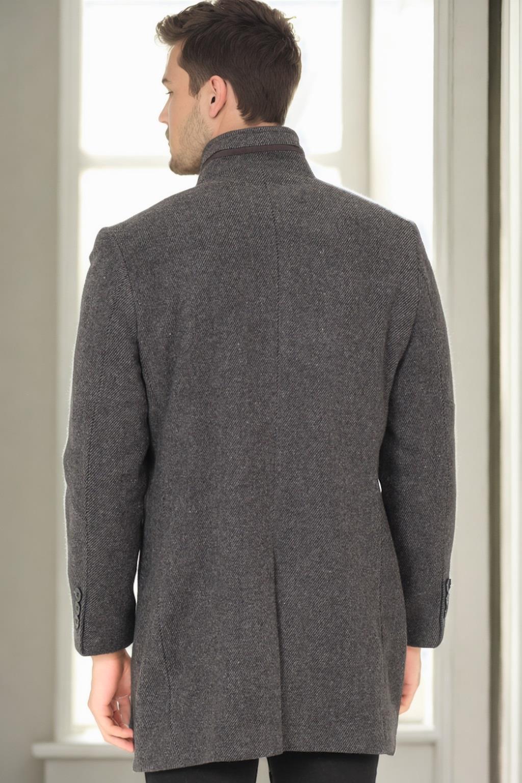PLT9386 DEWBERRY MEN&#039;S COAT-DIAGONAL BLACK-ANTHRACITE
