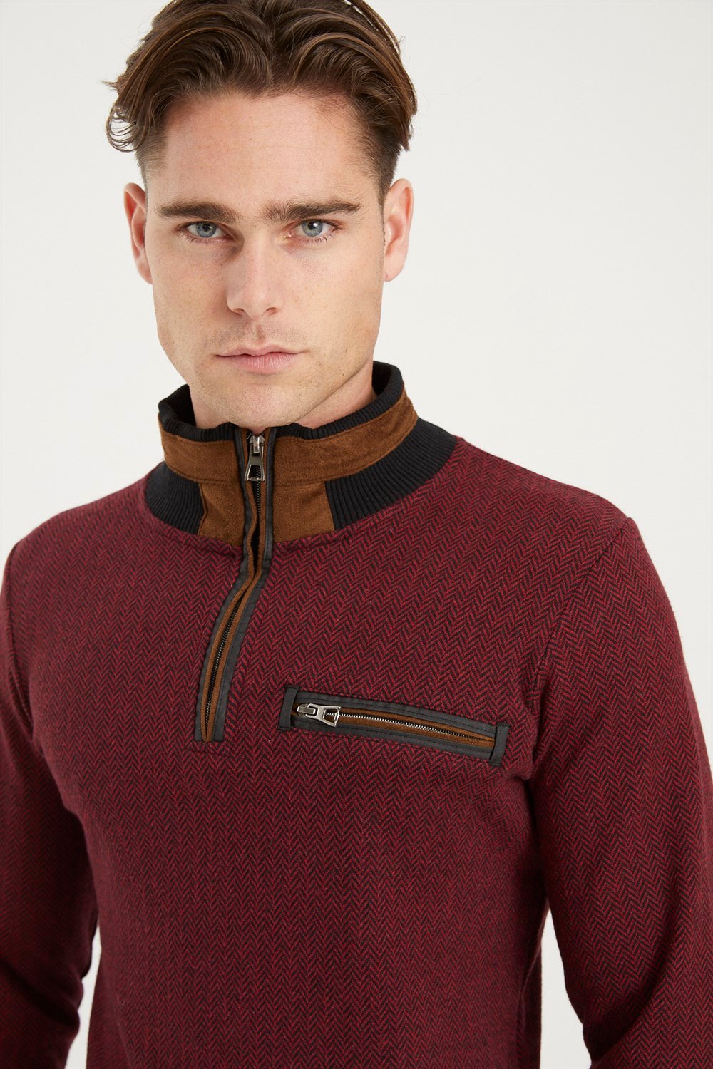 1039 DEWBERRY MEN&#039;S SWEATSHIRT-PATTERNED BURGUNDY